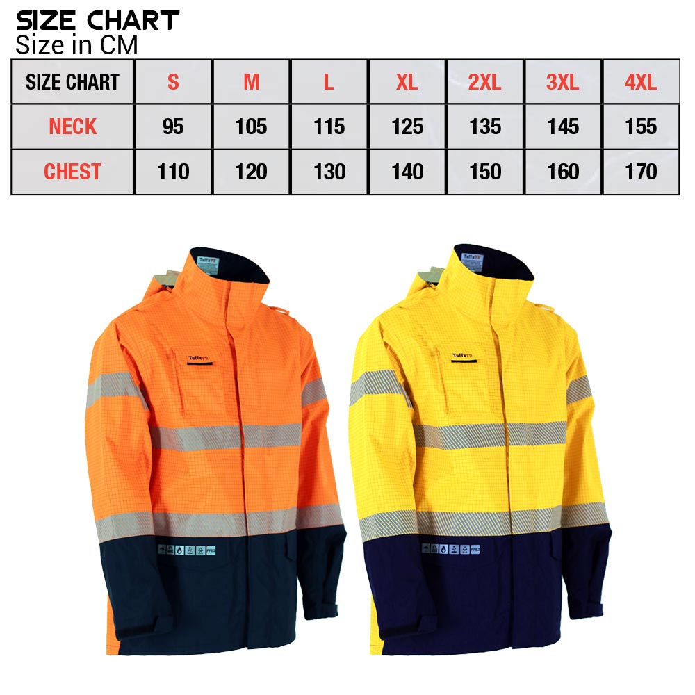 Wet Weather Jacket HRC2 Size Chart