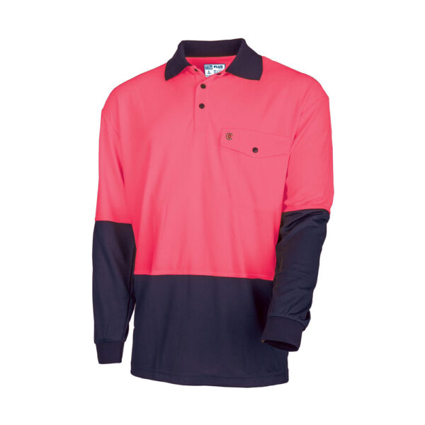 Recycled Long Sleeve Hi-vis Polo Shirt Pink - Bool