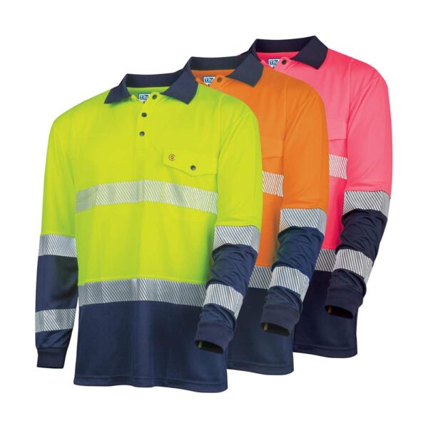 Recycled Long Sleeve Segmented Hi-vis Polo Shirt - Bool