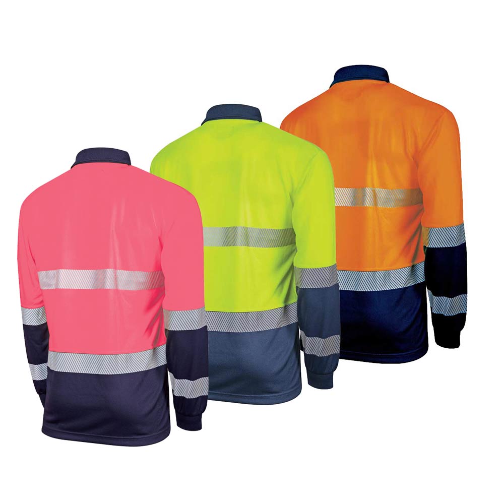 Recycled Long Sleeve Segmented Hi-vis Polo Shirt - Bool
