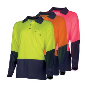 Womens Recycled Long Sleeve Hi-vis Polo Shirt - Bool