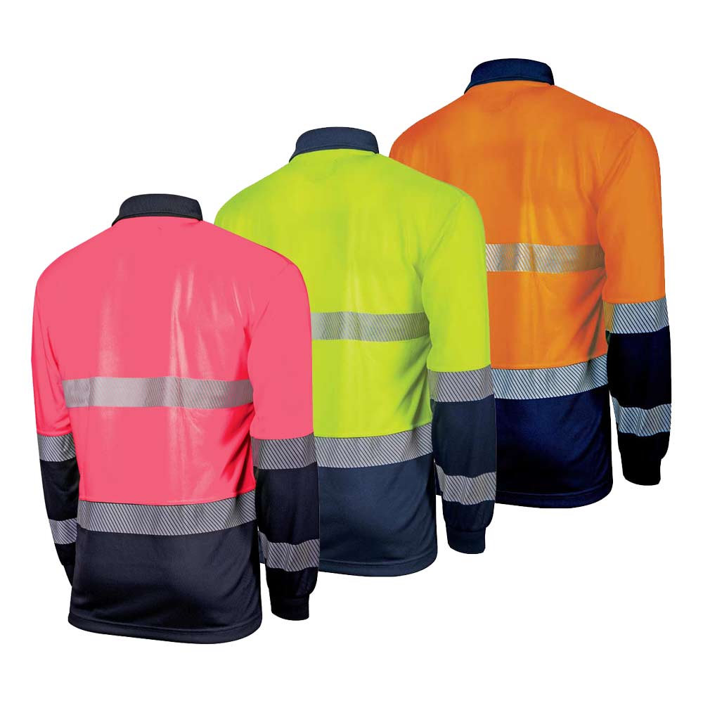 Womens Recycled Long Sleeve Segmented Hi-vis Polo Shirt - Bool