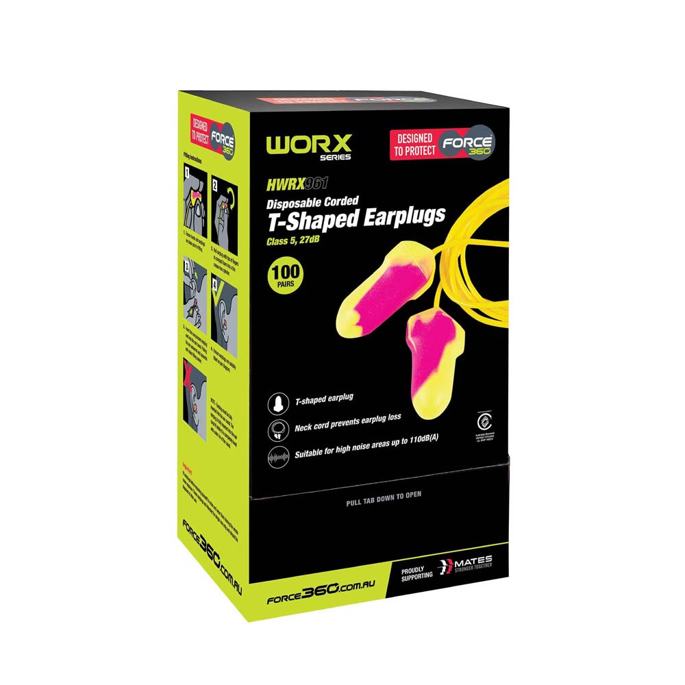 T-Shaped Corded Disposable Earplug box