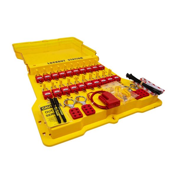 Wall Mounted Lockout Station with Lid open