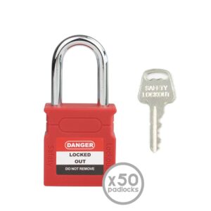 Padlock Chrome Plated Steel Shank 38mm - 50 pack - Volt Safety
